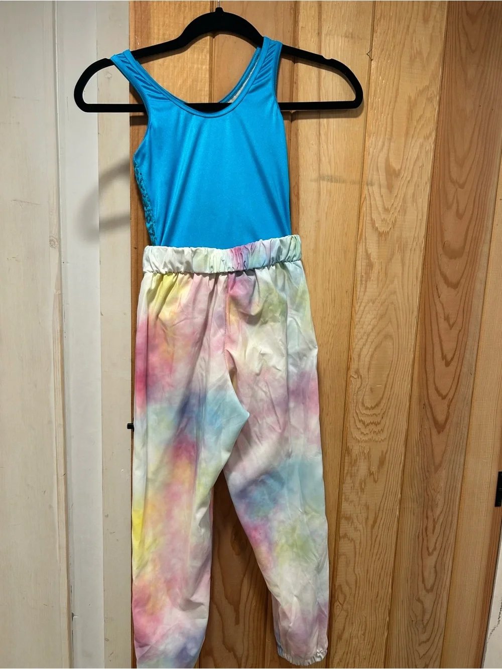 Weissman Pastel Tie-Dye Jacket & Pants with Blue Sequin Tank